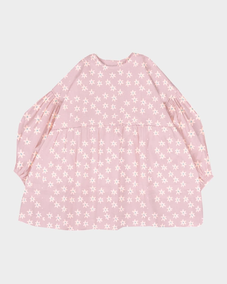 Girl's Long-Sleeve Stars Flowers Dress, Size 6M-